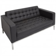 Black PU Sofa Reception Lounge Two Seater